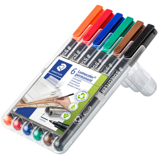 Viltstift Staedtler Lumocolor 318 permanent F set à 6 stuks assorti