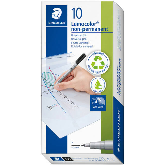 Viltstift Staedtler Lumocolor 316 non permanent F zwart