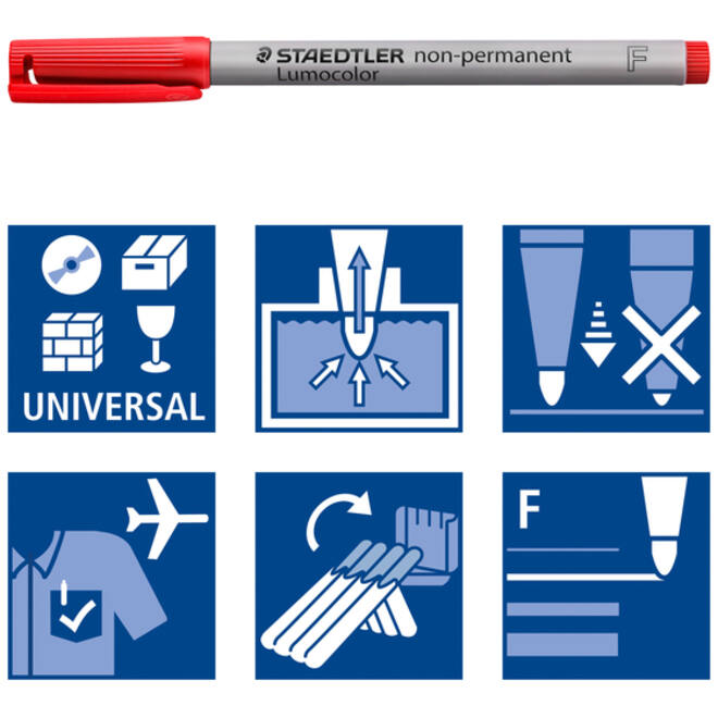 Viltstift Staedtler Lumocolor 316 non permanent F rood