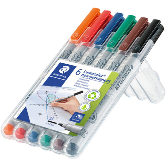 Viltstift Staedtler Lumocolor 315 non permanent M set à 6 stuks assorti