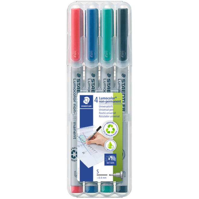 Viltstift Staedtler Lumocolor 311 non permanent S set à 4 assorti