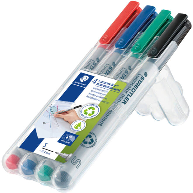 Viltstift Staedtler Lumocolor 311 non permanent S set à 4 assorti