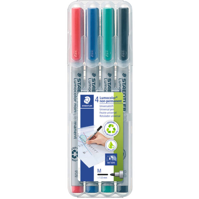 Viltstift Staedtler Lumocolor 315 non permanent M set à 4 stuks assorti