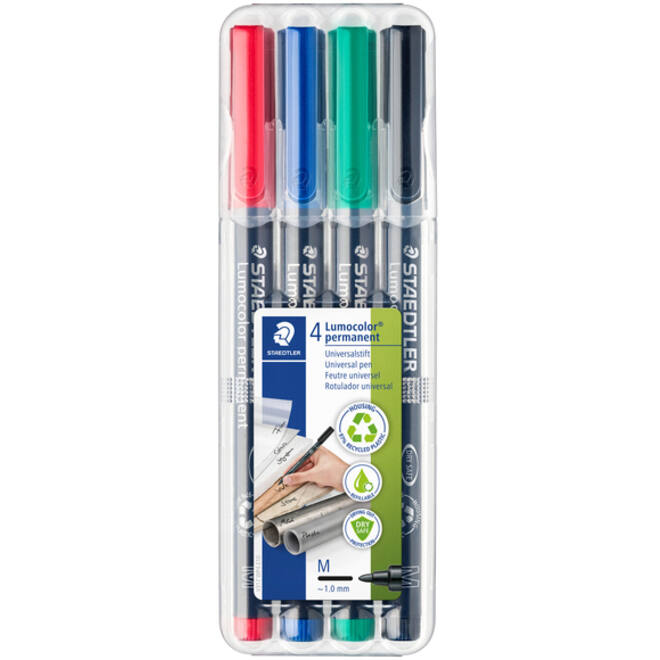 Viltstift Staedtler Lumocolor 317 permanent M set à 3 +1 stuk gratis