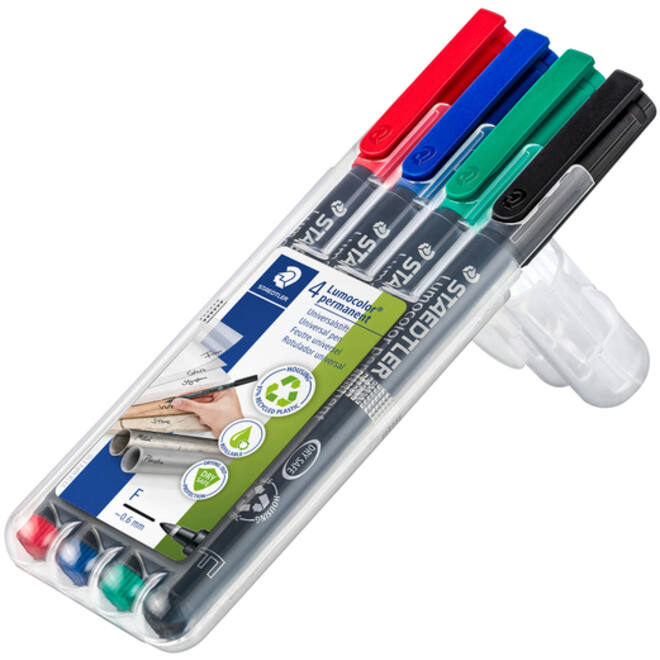 Viltstift Staedtler Lumocolor 318 permanent F set à 4 stuks assorti