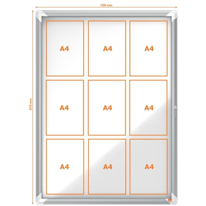 Binnenvitrine Nobo Premium Plus 9x A4 draaideur magnetisch
