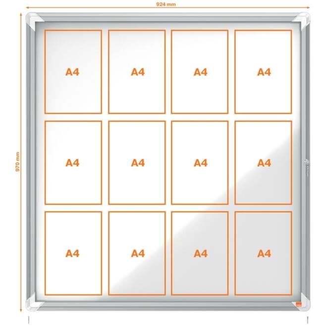 Buitenvitrine Nobo Premium Plus 12x A4 draaideur magnetisch
