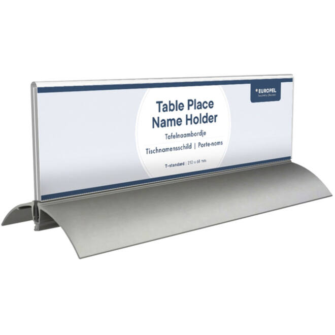 Tafelnaambord Europel 2 61x210mm acryl aluminium
