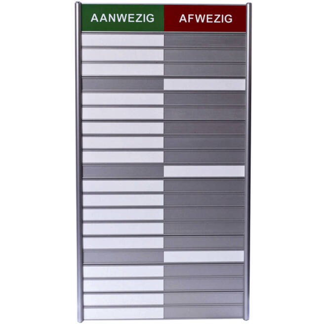 Aan- afwezigheidsbord voor 20 namen
