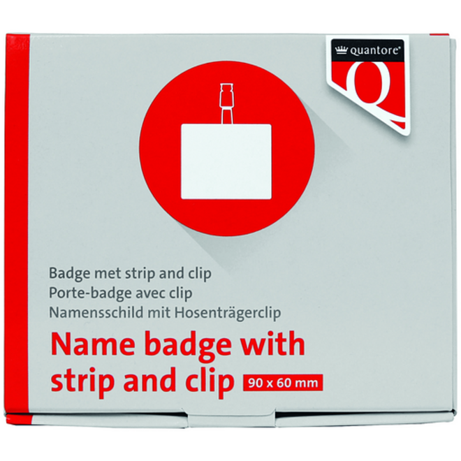 Badge Quantore met clip 60x90mm