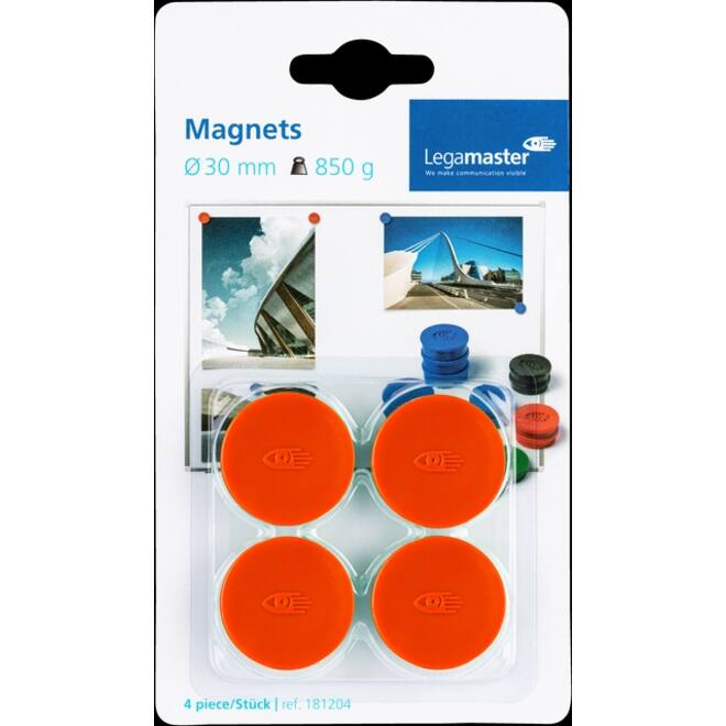 Magneet Legamaster 30mm 850gr rood 4stuks