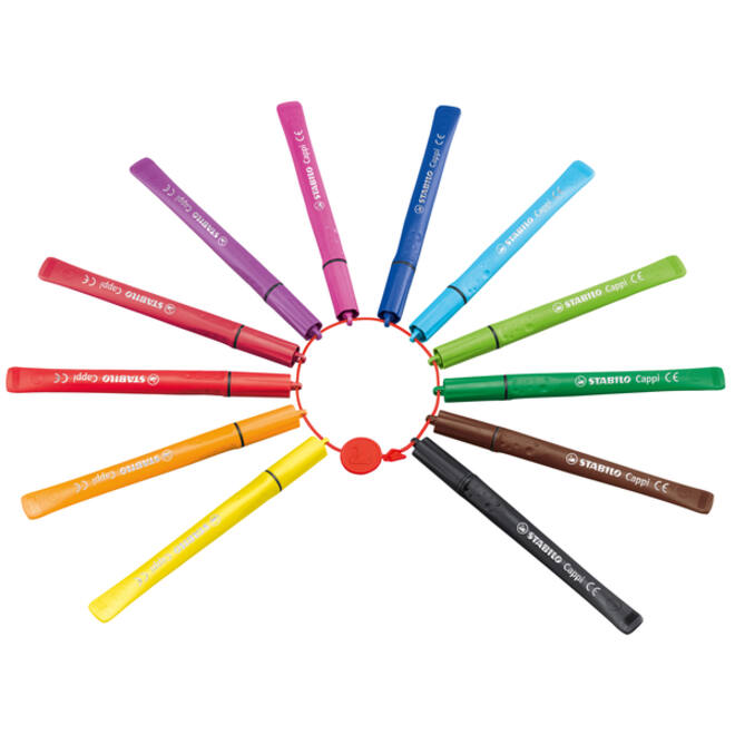 Viltstift STABILO Cappi 168/12 medium assorti etui à 12 stuks