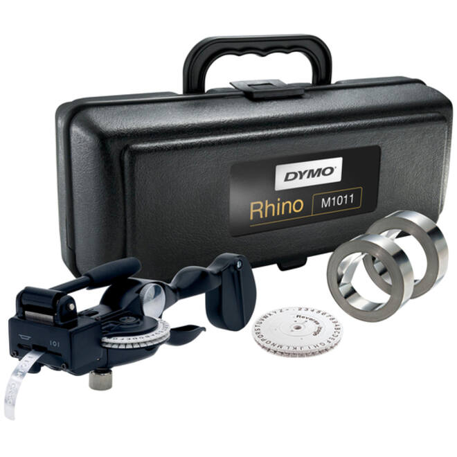 Lettertang Dymo Rhino M1011 embossing industrieel zwart in koffer