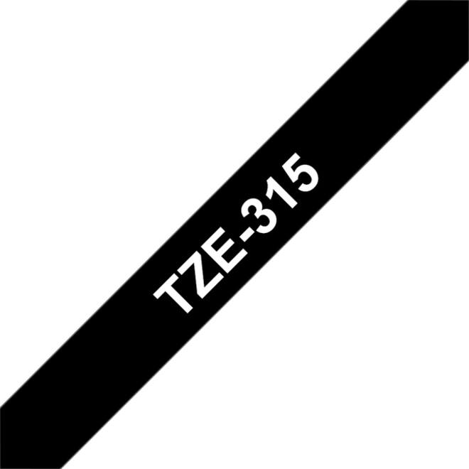 Labeltape Brother P-touch TZE-315 6mm wit op zwart