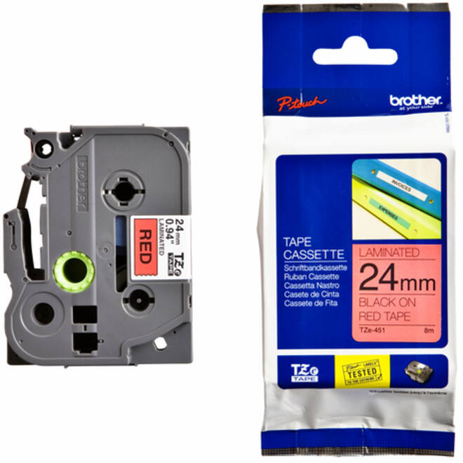 Labeltape Brother P-touch TZE-451 24mm zwart op rood