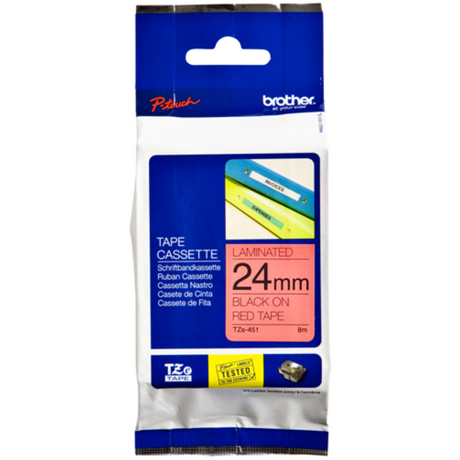 Labeltape Brother P-touch TZE-451 24mm zwart op rood