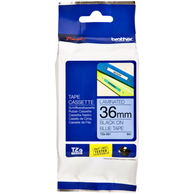 Labeltape Brother P-touch TZE-561 36mm zwart op blauw
