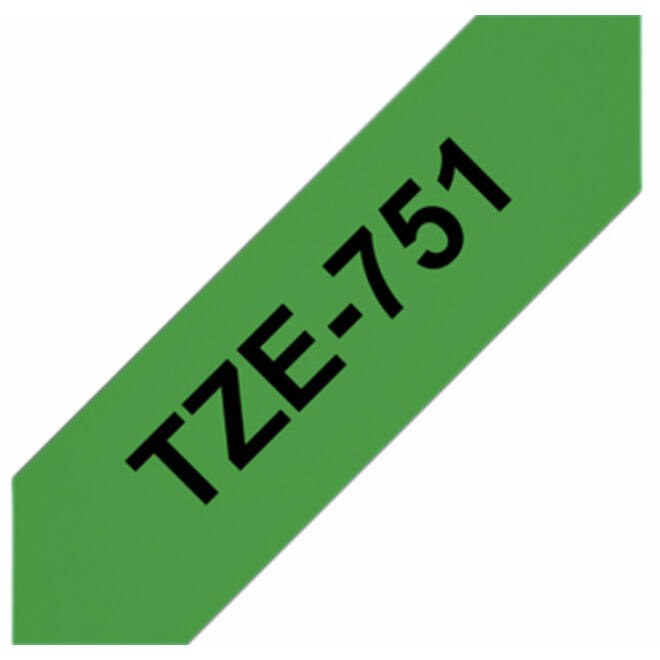 Labeltape Brother P-touch TZE-751 24mm zwart op groen