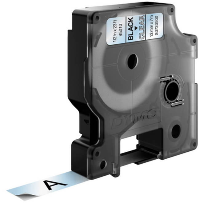 Labeltape Dymo LabelManager D1 polyester 12mm zwart op transparant