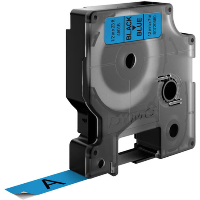 Labeltape Dymo LabelManager D1 polyester 12mm zwart op blauw