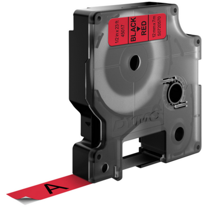 Labeltape Dymo LabelManager D1 polyester 12mm zwart op rood