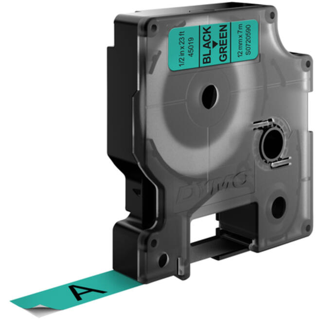 Labeltape Dymo LabelManager D1 polyester 12mm zwart op groen