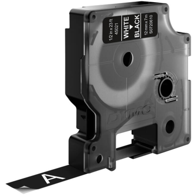 Labeltape Dymo LabelManager D1 polyester 12mm wit op zwart