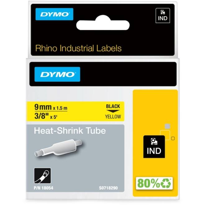 Labeltape Dymo Rhino industrieel krimpkous 9mm zwart op geel