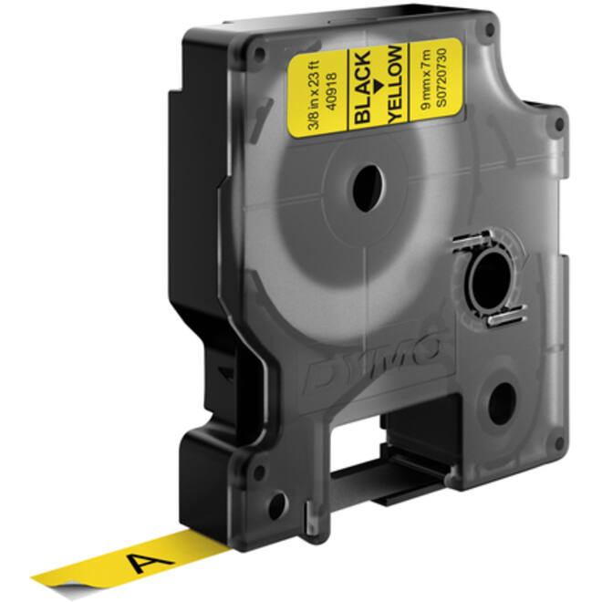 Labeltape Dymo LabelManager D1 polyester 9mm zwart op geel