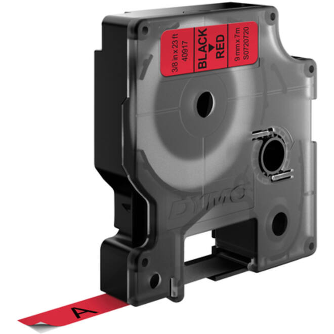 Labeltape Dymo LabelManager D1 polyester 9mm zwart op rood