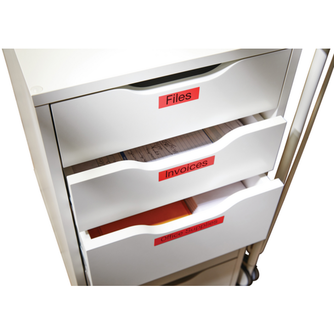 Labeltape Dymo LabelManager D1 polyester 9mm zwart op rood