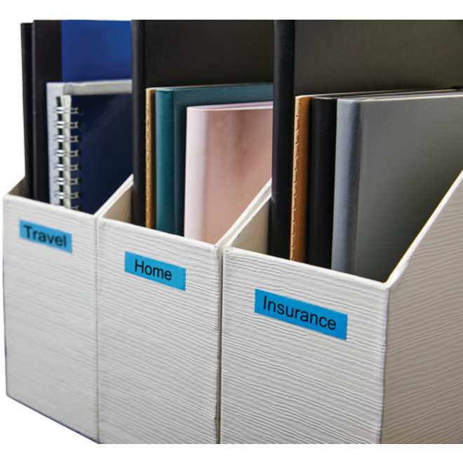 Labeltape Dymo LabelManager D1 polyester 9mm zwart op blauw