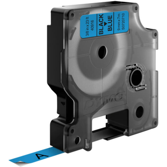 Labeltape Dymo LabelManager D1 polyester 9mm zwart op blauw