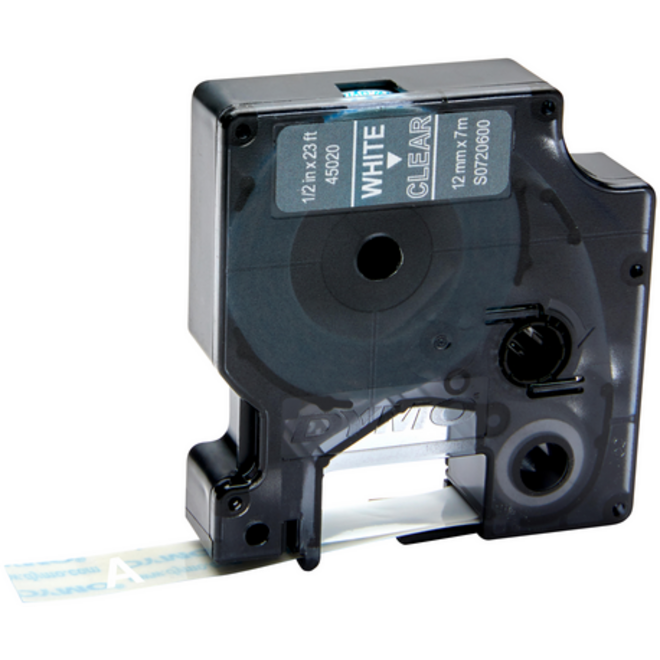 Labeltape Dymo LabelManager D1 polyester 12mm wit op transparant