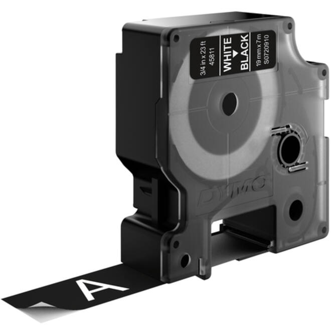 Labeltape Dymo LabelManager D1 polyester 19mm wit op zwart