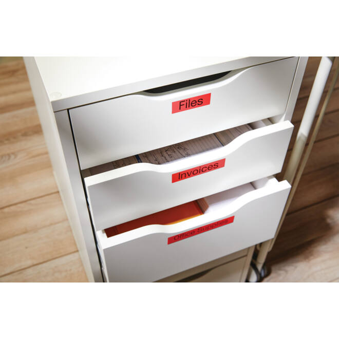 Labeltape Dymo LabelManager D1 polyester 24mm zwart op rood