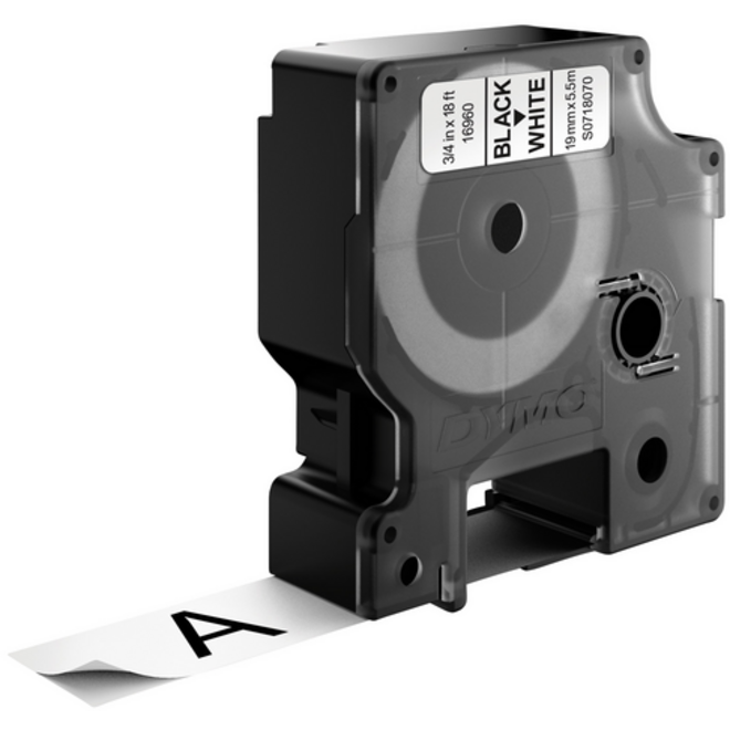 Labeltape Dymo LabelManager D1 polyester 19mm zwart op wit