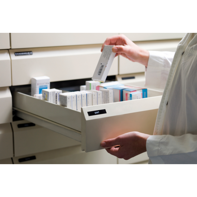 Labeltape Dymo LabelManager D1 polyester 24mm wit op zwart