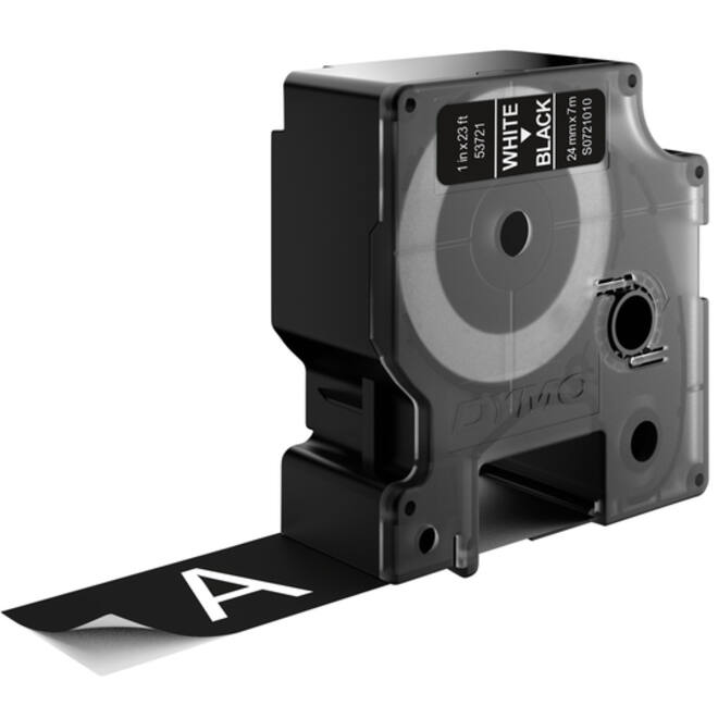 Labeltape Dymo LabelManager D1 polyester 24mm wit op zwart