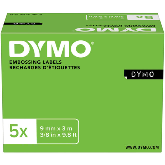 Reliëftape Dymo embossing vinyl 9mm assorti 3 stuks