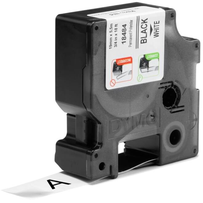 Labeltape Dymo Rhino industrieel polyester 19mm zwart op wit