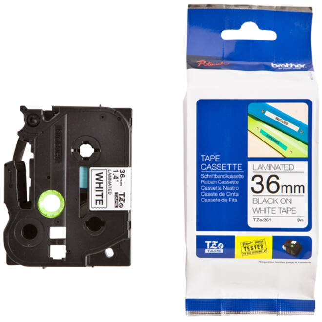Labeltape Brother P-touch TZE-261 36mm zwart op wit