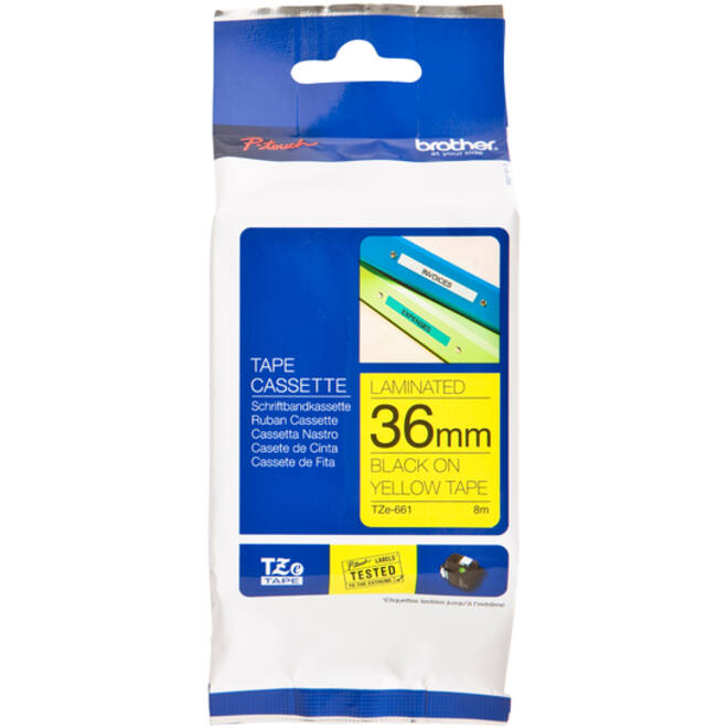 Labeltape Brother P-touch TZE-661 36mm zwart op geel