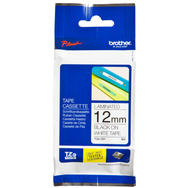 Labeltape Brother P-touch TZE-231 12mm zwart op wit