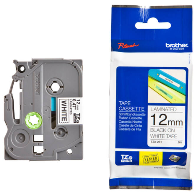 Labeltape Brother P-touch TZE-231 12mm zwart op wit