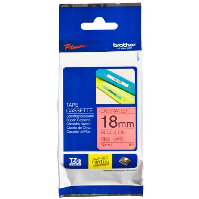 Labeltape Brother P-touch TZE-441 18mm zwart op rood