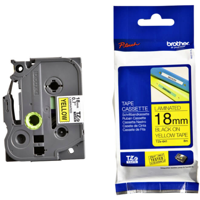 Labeltape Brother P-touch TZE-641 18mm zwart op geel