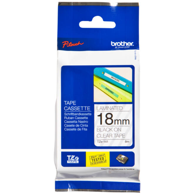 Labeltape Brother P-touch TZE-141 18mm zwart op transparant