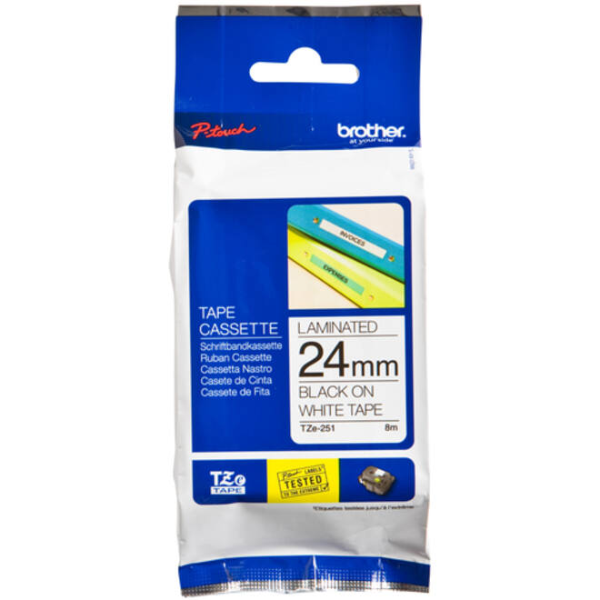 Labeltape Brother P-touch TZE-251 24mm zwart op wit
