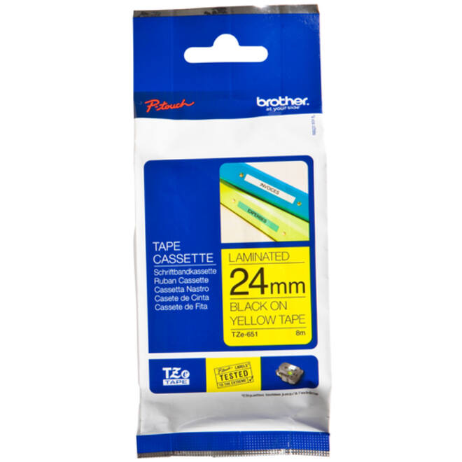 Labeltape Brother P-touch TZE-651 24mm zwart op geel